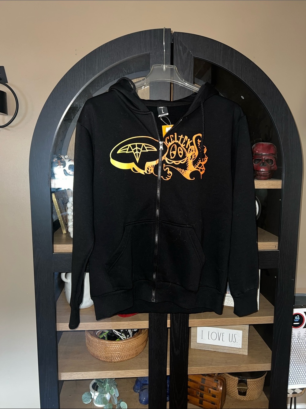 Men’s Celtek Black Hoodie with Orange Graphic NWT L